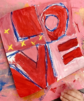Preview of DISTANCE LEARNING COMPATIBLE Robert Indiana LOVE Painting w Video Instructions!