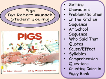 Preview of Robert Munsch PIGS Journal Math Comprehension Cause Effect Sequence Elements