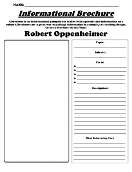 Preview of Robert Oppenheimer "Informational Brochure" Worksheet & WebQuest