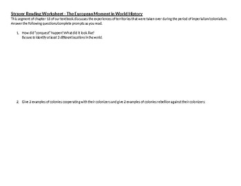 Preview of Robert Strayer Textbook "Ways of the World" Chapter 18 Worksheet