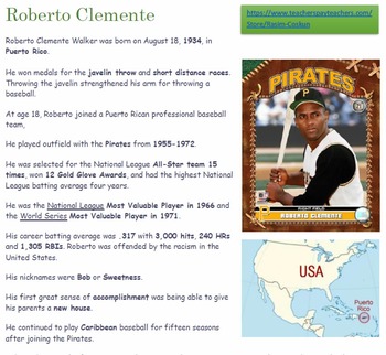 Preview of Roberto Clemente Bio