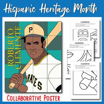 Preview of Roberto Clemente, Hispanic Heritage Month Collaborative Poster Art Coloring page