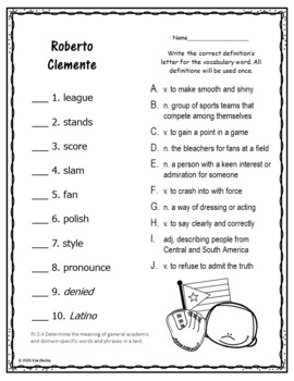 Roberto Clemente Vocabulary Flashcards