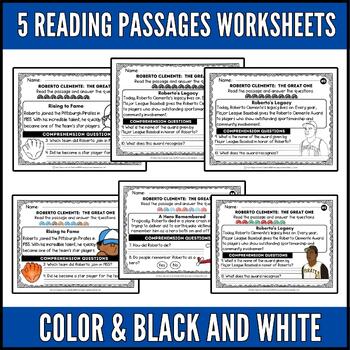 Roberto Clemente Reading Comprehension Passages and Questions Timeline  Vocabular