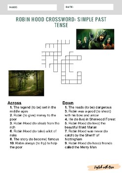 Preview of Robin Hood Simple Past Tense Crossword