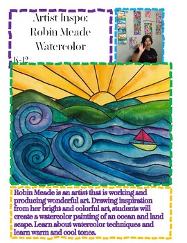 Preview of Robin Meade Inspired Art Class, watercolor, warm and cool tones
