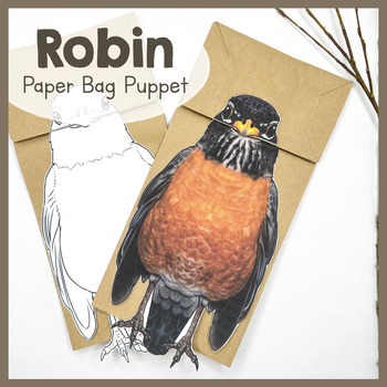 Preview of Robin | Paper Bag Puppet | Printable Craft | Robins
