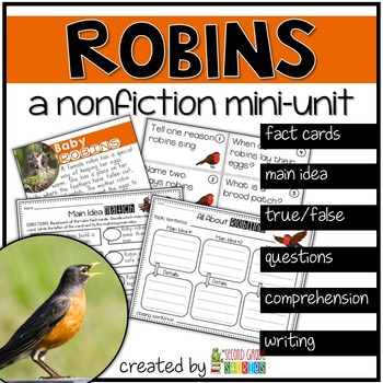 Preview of Robins - spring reading and writing