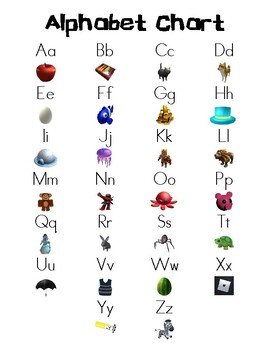 Roblox Letters and Sounds Chart and Cards by Sharon is Carin