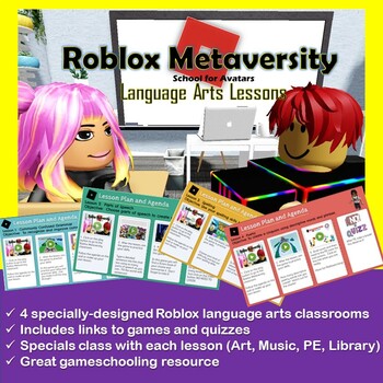 Preview of Roblox Metaversity Interactive Virtual Classroom:  Language Arts Lessons