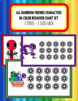 Preview of Roblox Rainbow Friends ALL CHARACTERS BUNDLE Behavior Chart - IN COLOR