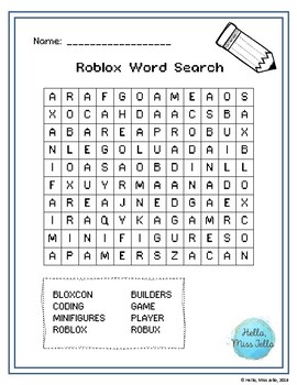 Roblox Word Search Freebie By Hello Miss Jello Tpt
