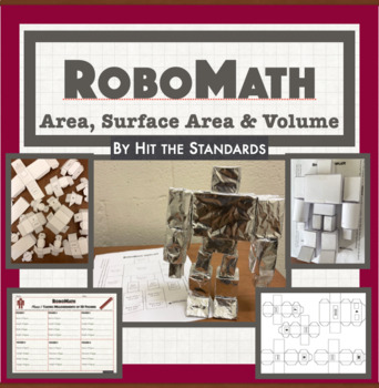 Preview of RoboMath - Area, Surface & Volume Project Nets Geometry Math End of Year