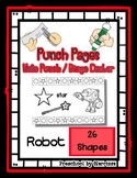 Robot - 26 Shapes - Hole Punch Cards / Bingo Dauber Pages *oc