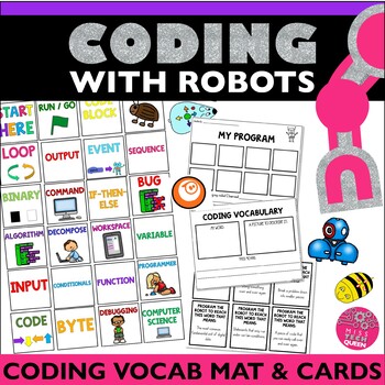 Preview of Bee Bot Activity Mat Code and Go Mouse Hour of Code Vocabulary Robot Activities