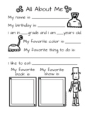 Robot All About Me Back-to-School Activity