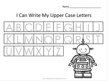 robot alphabet printables by amanda at the educators spin on it