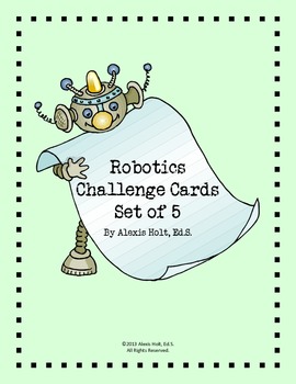 Preview of Robot Challenge Cards- SET of 5 (Green Edition)