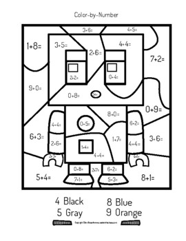 Robot Color By Number - Numbers and Addition by Ellen Russell