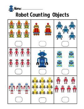 Robot Counting Objects 1-10 Worksheets Math Counting Objects to 10 for Boys