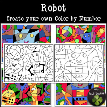Preview of Robot Create your own Color by Number Commercial Use