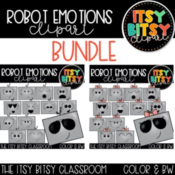 Preview of Robot Emotion and Feelings Clipart Emotion Faces BUNDLE