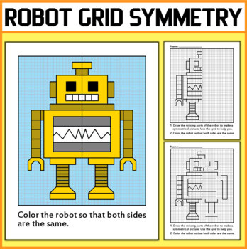 Preview of Robot Grid Symmetry - Lines of Symmetry Activity - Back To School Activities