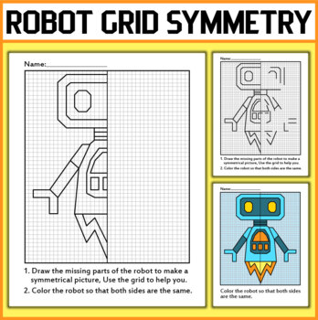 Preview of Robot Symmetry - Lines of Symmetry Activity - Back To School Craft 