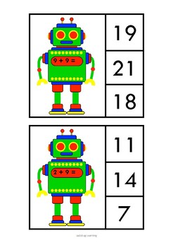Robot Math Addition Clip Cards by Ladybug Learning | TPT