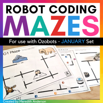 Preview of Robot Mazes for use with Ozobot Robots - January Coding Activities