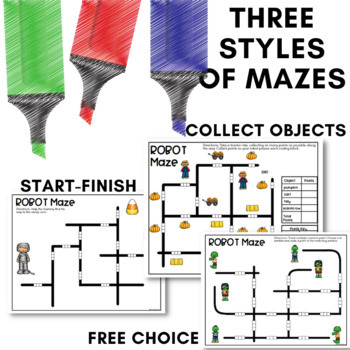 Robot Mazes for use with Ozobots - October Coding Activities for Fall