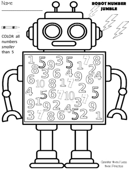 Robot Number Jumble Greater Less Practice by RaisingBrownArrows | TPT