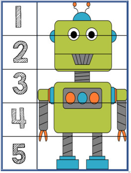 Robot Number Puzzle by kassandra bethke | TPT