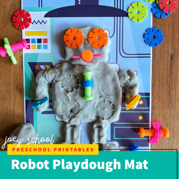 Preview of Robot Playdough Mat, STEM, Fine Motor, Sensory, Pre-K-Kindergarten