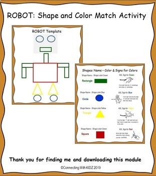 Preview of Robot: Shape & Color Match Activity