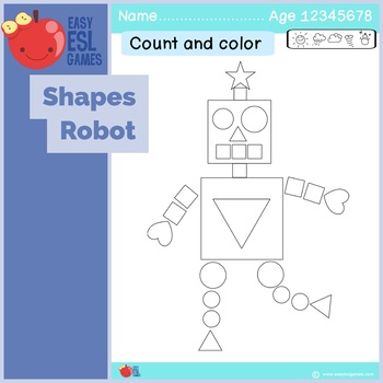 Robot Shapes - Count and Color the shapes by Easy ESL Games | TpT