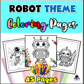 Preview of Robot Theme Coloring Pages