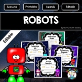 Editable Robot Themed End of the Year Awards Super Cute Ch