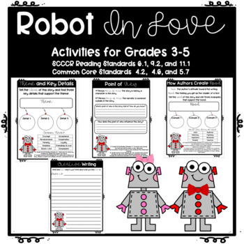 Preview of Robot in Love Valentine Reading Activities 3-5 {Theme, Point of View, and Mood}
