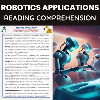 Preview of Robotics Applications Reading Comprehension for Robotics Unit