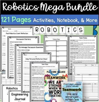 Preview of Robotics Bundle FLL LEGO VEX club engineering notebook activity organizer poster