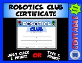 Robotics Club Certificate - Editable