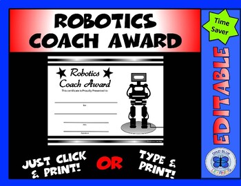 Preview of Robotics Coach Award - Editable