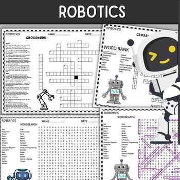 Preview of Robotics Fun Puzzles , Word Search And Crosswords
