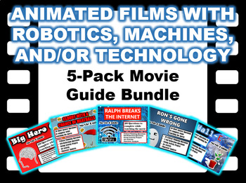 Preview of Robotics, Machines, & Technology - 5-Pack Bundle - 5 Movie Guides (Animated)