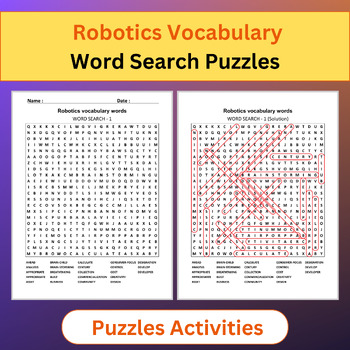 Preview of Robotics Vocabulary Words | Word Search Puzzles Activities