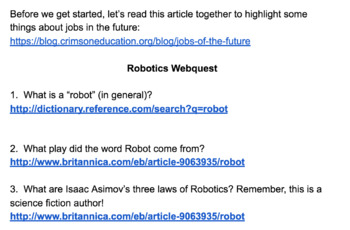 Preview of Robotics Webquest