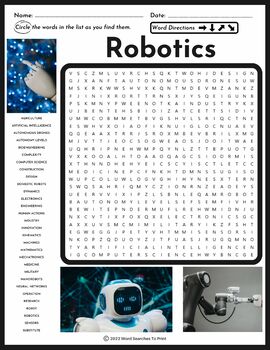 Preview of Robotics Word Search Puzzle - Vocabulary Worksheet