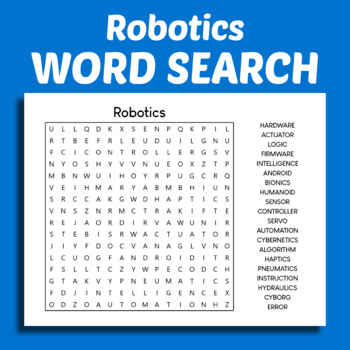 Preview of Robotics - Word Search Puzzle Worksheet - Printable