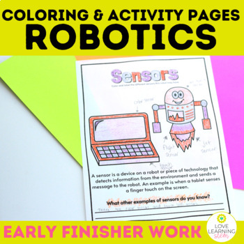 Preview of Robotics and Sensors Coloring Pages and Review Activity Worksheets